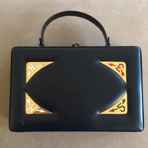 Prestige Black Leather Destination Box Purse